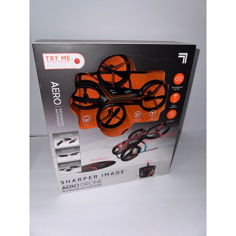 Sharper Image Rechargeable Aero Stunt Drone, Includes 9 Built-In Led Lights B9